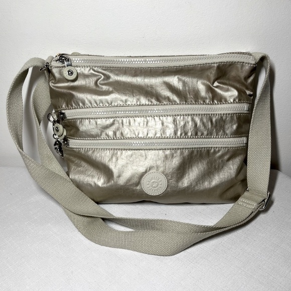 Kipling Live Light Metallic Beige Crossbody Bag - Picture 1 of 9